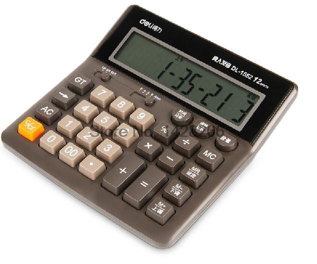 Ordenador de voz Deli 1552, 12 teclas de ordenador, Calculadora financiera grande dedicada, 1 unidad: Castaño
