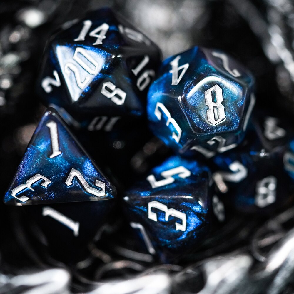 7 Stks/set Meerdere Kleuren Glitter Dnd Dobbelstenen D & D Dobbelstenen D4 D6 D8 D10 D % D12 D20 Polyhedral games Dobbelstenen Set Voor Tafel Games Mtg Rpg: 36 Black Blue