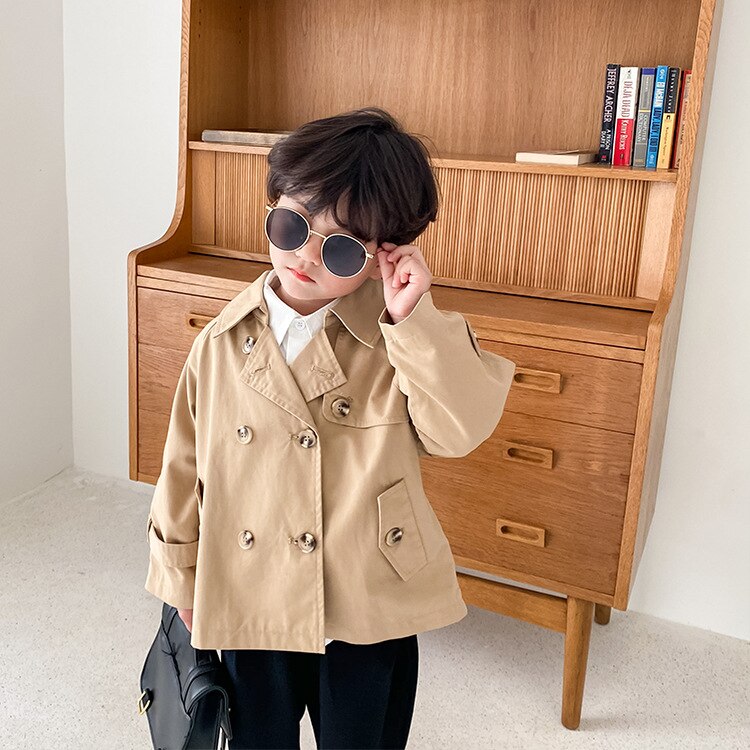 Spring Boy Girls Clothes Spring Double Breasted Children Trench Jackets Children Wind Coats Kids Loose Outwears for 2-7Y