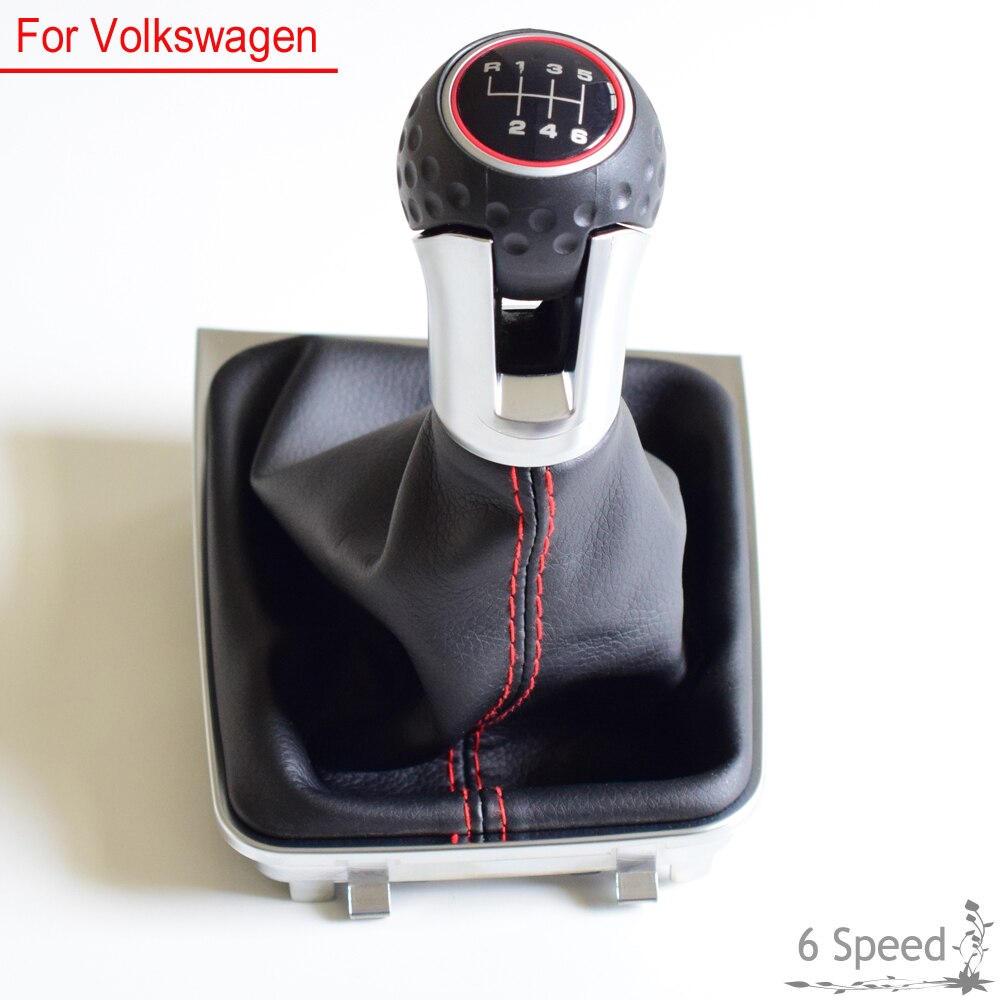 Botas de cuero negro para automóvil, palanca de cambios, perilla de palanca de cambios, velocidad 5/6 para Volkswagen VW Golf 7 A7 MK7 VII para GTI GTD