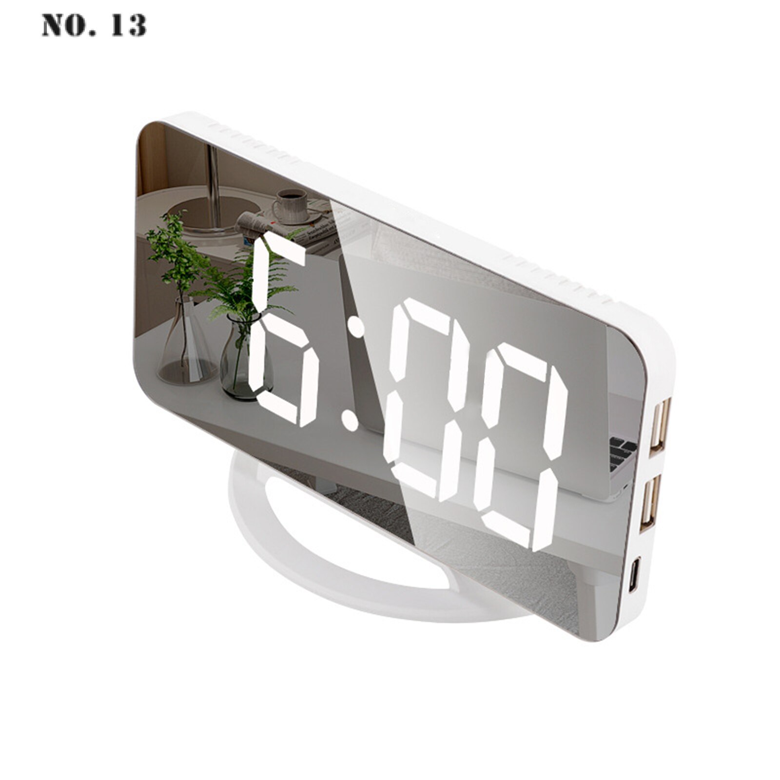 Digital Clock Multifunctional LED Makeup Mirror Digital Alarm Clock Mirror Automatic Photosensitive Electronic Desk Clock Cool