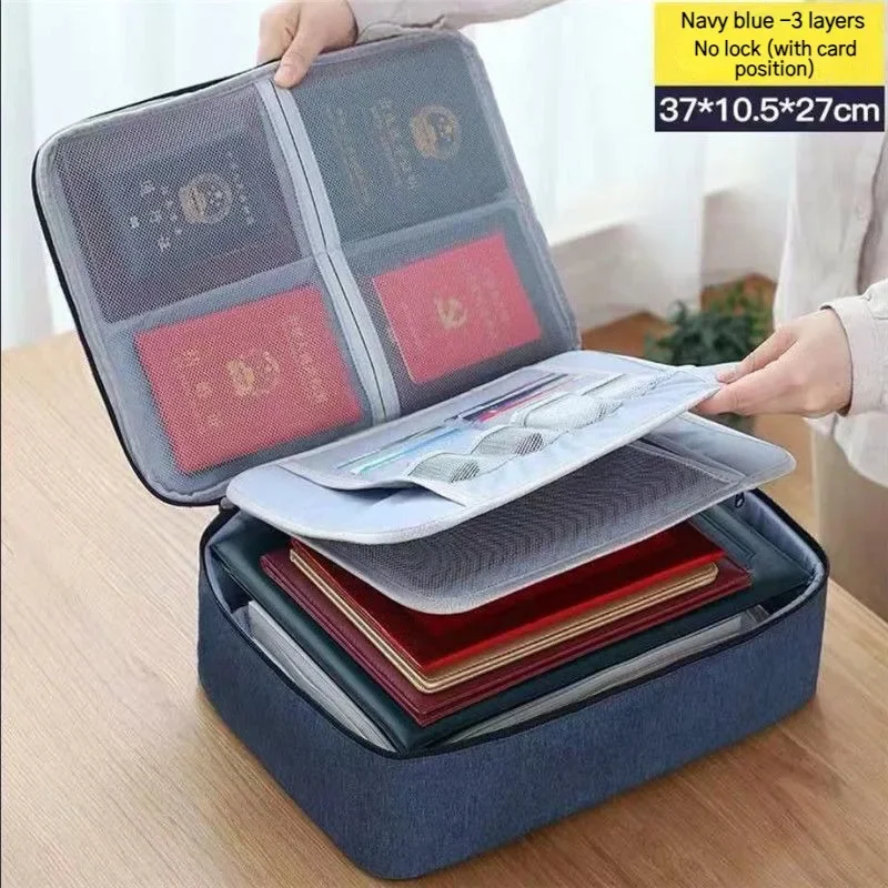 Valigetta multifunzionale Borsa per documenti impermeabile per ufficio Viaggio d'affari Carta bancaria Organizzatore di passaporti Accessorio da viaggio: Radura