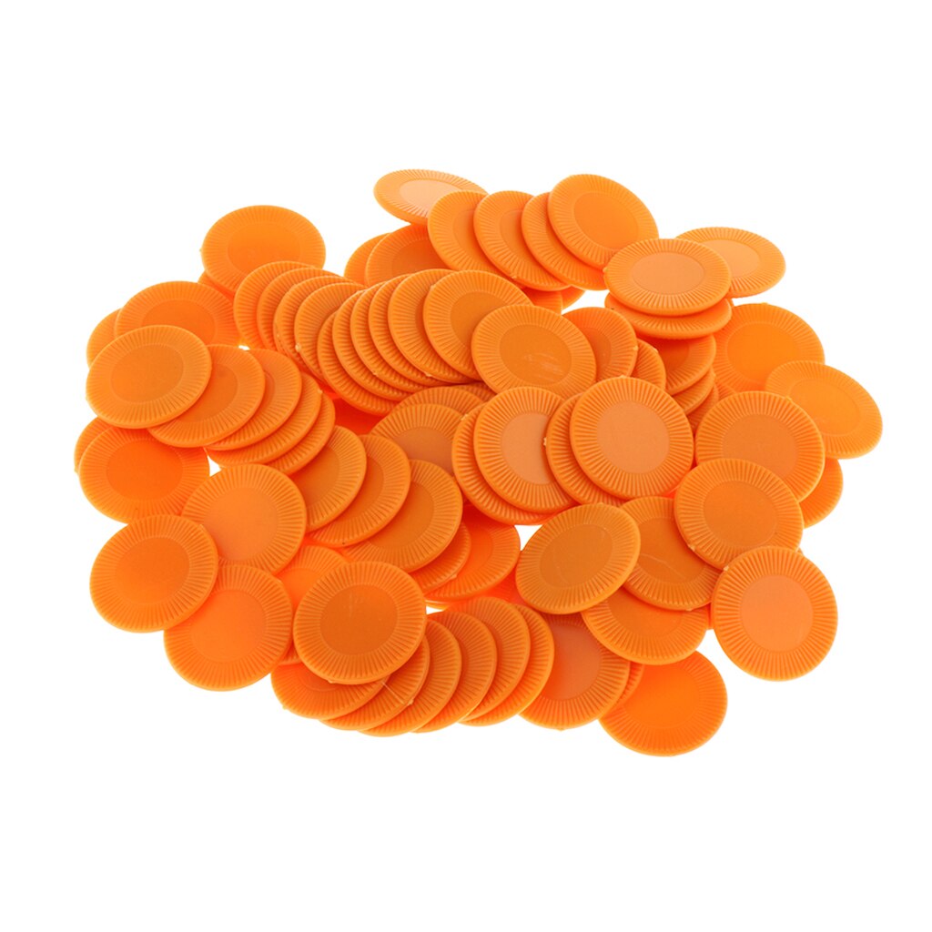 Plast 23mm bingo spil poker chips brætspil markører tokens tæller legetøj: Orange