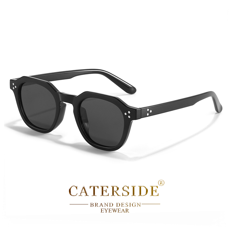 CATERSIDE gafas de sol polarizadas Retro para hombre, gafas de sol poligonales ultraligeras TR90 con montura UV400, gafas de viaje de para exteriores: Castaño