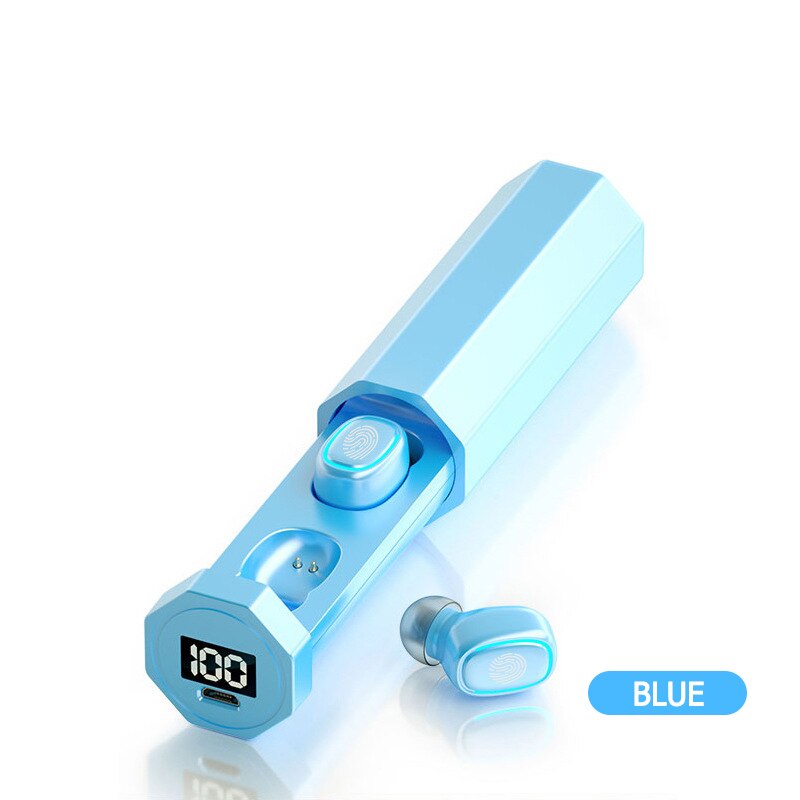 B9 TWS Bluetooth Kopfhörer 5,0 kabellos HIFI Sport Kopfhörer mit MIC Ohrhörer Spielen Musik Headset Für Xiaomi Samsung für Huawei: Blau