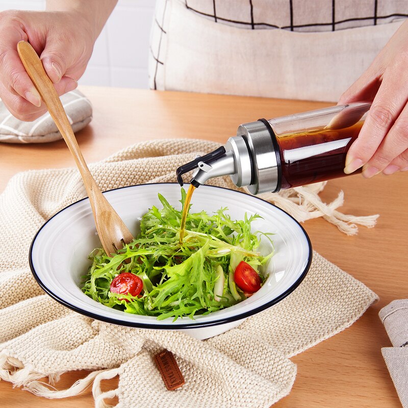 Botella de aceite para condimentos de cocina, botellas de vidrio de almacenamiento para aceite y vinagre, dispensador de aceite para accesorios de cocina