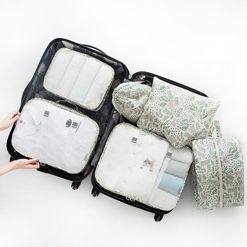 7 pieces Set Travel Organizer Storage Bags Suitcase Packing Set Storage Cases Portable Luggage Organizer Clothes Shoe Tidy Pouch: 14