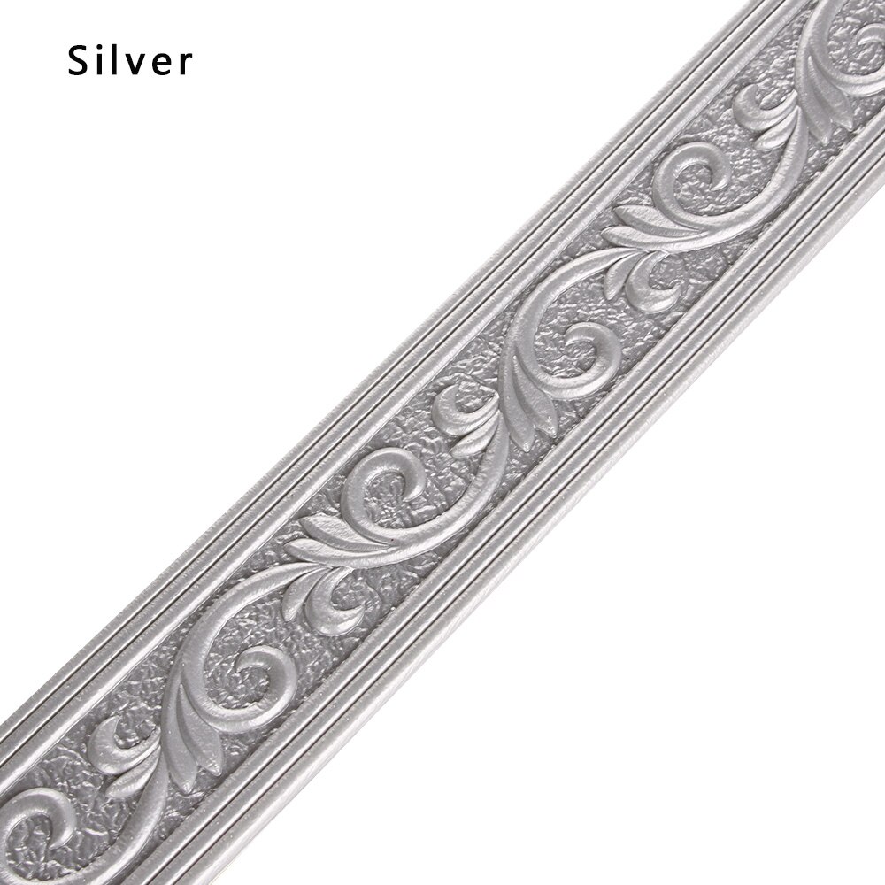 1PC Wallpaper Skirting Wall Stickers PE Self-Adhesive 3D Solid European Style Waist Line Sticker Waterproof Anti-Collision: Silver