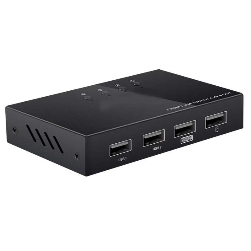 High USB Switch 4 Computers PC Sharing A Monitor 4 Port VGA KVM Switch Hub Selector 1080P For Keyboard Mouse Printer