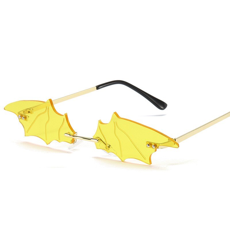 Gafas de sol con forma de murciélago y ojo de gato para hombre y mujer, lentes de sol Unisex sin montura de lujo, estilo Punk, para pescar, único: Yellow