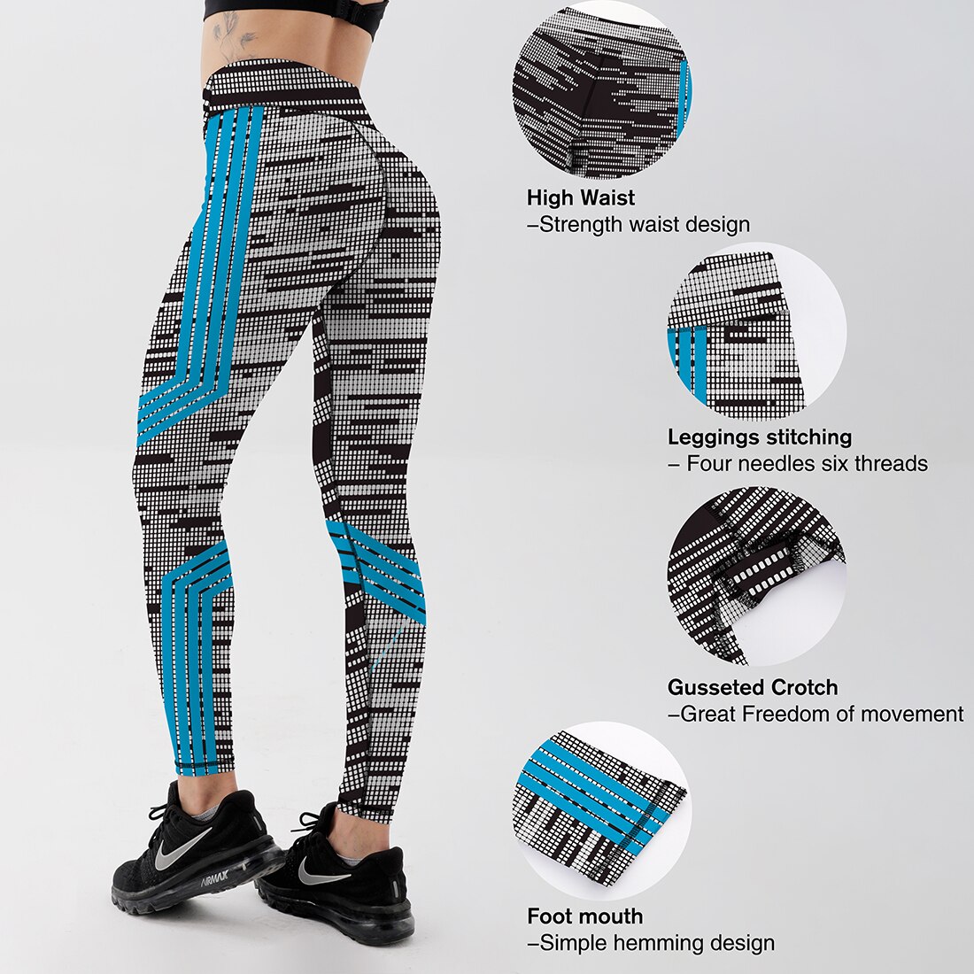 Stil kvinder blomstret fitness leggings dame fitness elastisk kraft polyester lange bukser