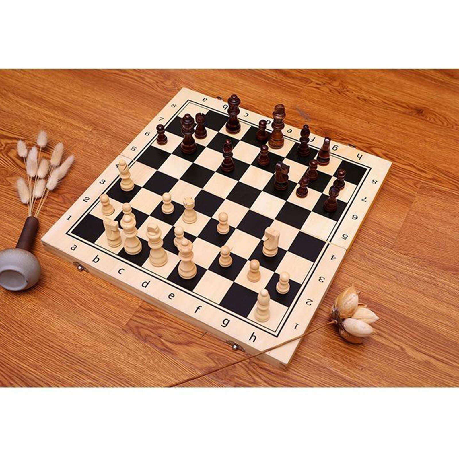 Foldable Magnetic Chess Board Set Extra 2 Queens 15x15 Inch Storage Box