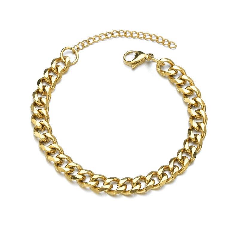 2022 Trendy Cubaanse Ketting Mannen Armband Classic Rvs 3/5/7Mm Breedte Ketting Armband Voor mannen Vrouwen Sieraden: gold / Width 7mm