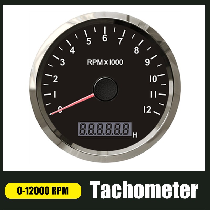 12000 Rpm Auto Boot Toerenteller Motor Tacho Gauge Met Lcd Urenteller Digitale Display Toerenteller Voor Vrachtwagen Motorfiets