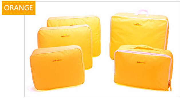 JXSLTC 5 pièces/ensemble de Oxford tissu voyage maille sac organisateur de bagages emballage Cube organisateur sacs de voyage: Jaune