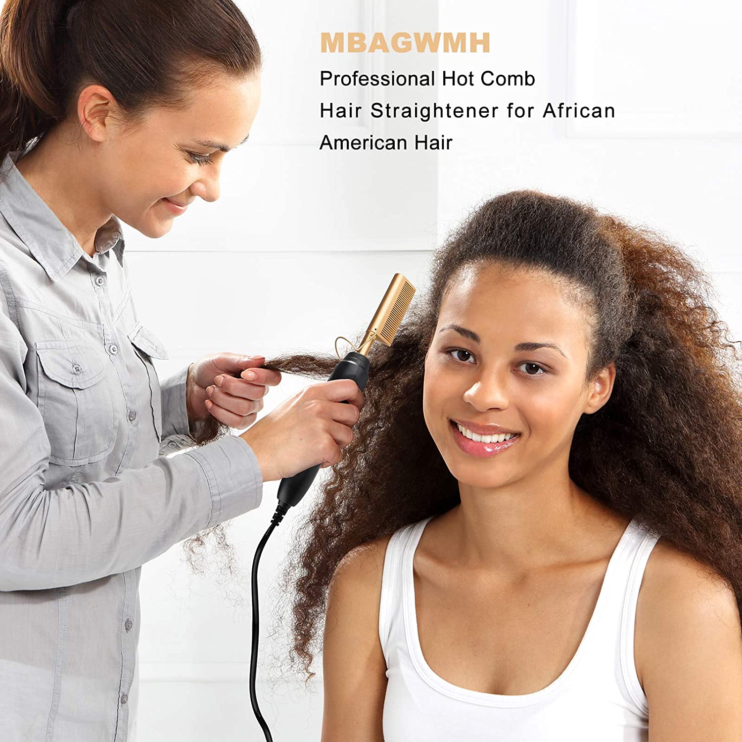 Lisseur cheveux peigne multifonctionnel cuivre lisseur & bigoudi brosse Anti-brûlure barbe cheveux lisseur peigne fers plats