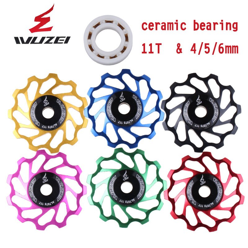 WUZEI — 2 pièces, roue dentée et galet pour dérailleur arrière, à 11, 12 et 13 dents, en céramique et alliage aluminium, pour vtt, guide poulies en céramique