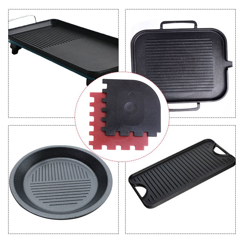 Spatules 2 pièces en plastique gril casserole grattoirs nettoyant noir outil ensemble Durable pour fonte BBQ grattoirs conseils de nettoyage BBQ outils