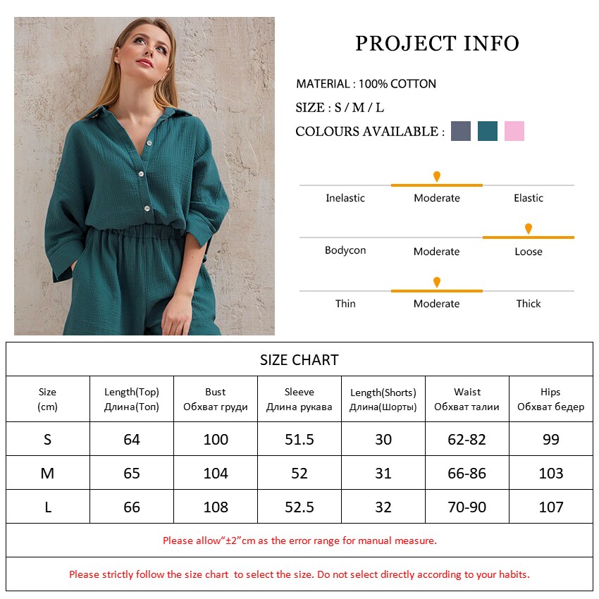 HECHAN-Conjunto de pijama de manga tres cuartos para mujer, conjunto de 2 piezas de cuello doblado hacia abajo, pantalones cortos informales, ropa de dormir, traje para casa