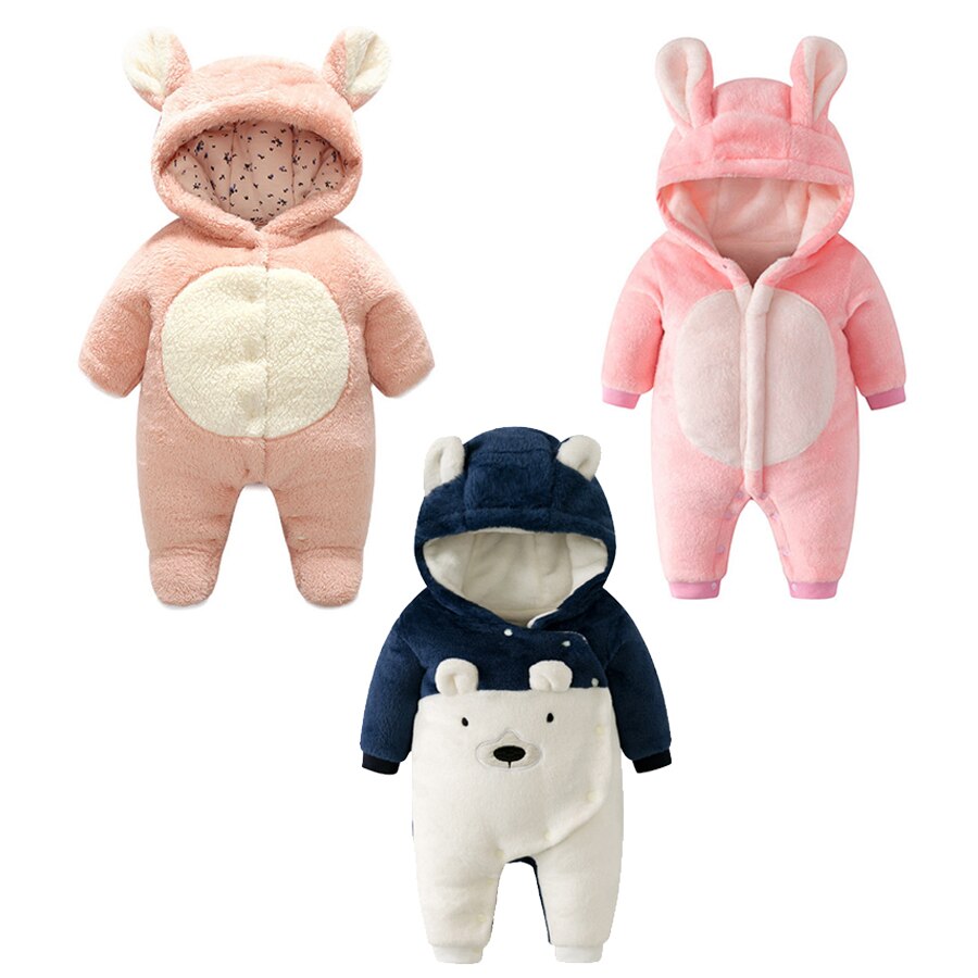 Iyeal Winter Baby Jongen Meisje Kleding Beer Hooded Romper Leuke Peuter Baby Warm Uitloper Flanel Kids Kleding