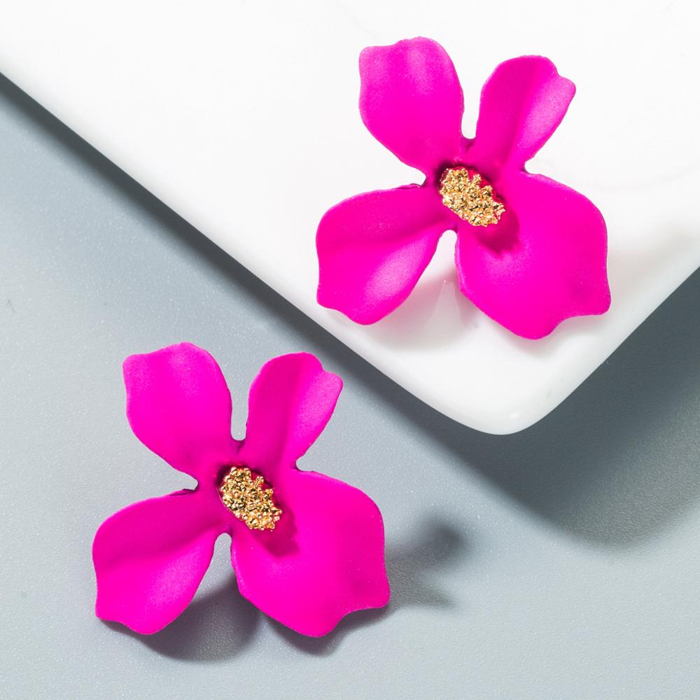 niedlich Schmuck Große Doppel Blume stud Ohrringe Für Frauen Sommer Stil Party Hochzeit Übertrieben schwarz Ohrringe: one rose red