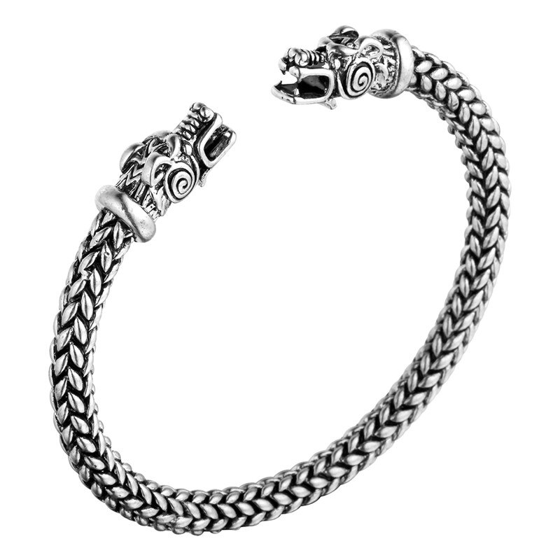 QIAMNI Punk Double Dragon Head Bangle donna uomo polsino polsini braccialetti Nordic Viking Pagan gioielli festa regalo di natale fascino: style 18