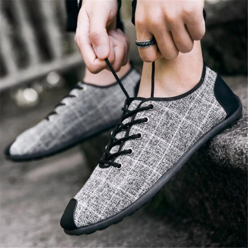 Spring Autumn Men's Shoes Wild Men's Breathable Canvas shoes Men Lace up Slip Sneakers Casual Shoes