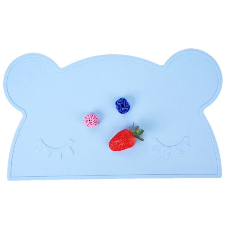 Mamibaby KAMONI Children Cartoon Silicone Placemat 1PC Baby Animal Series Non-Slip BFA-Free Placemat Safe Baby Kitchen Utensils: Blue bear