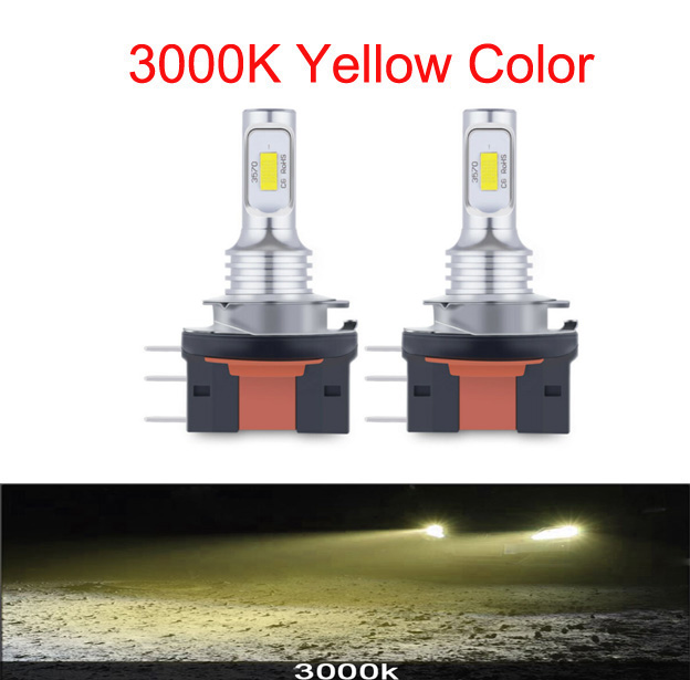 2 Stücke 20000LM 100 W 6500 K 3000 K 12000 K H15 H11B LED-scheinwerfer CSP Chip Auto Nebelscheinwerferlampen 12 V 24 V: 3000 Karat Goldene