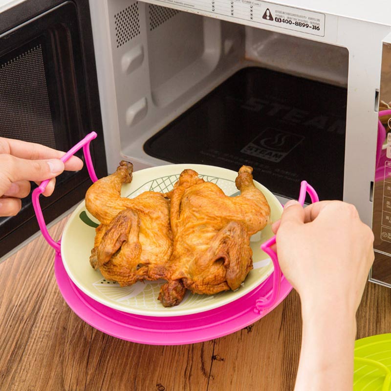 Multifunctional microwave oven heating layered tray rack dish rack grill cover kitchen tool accessories three colors optional