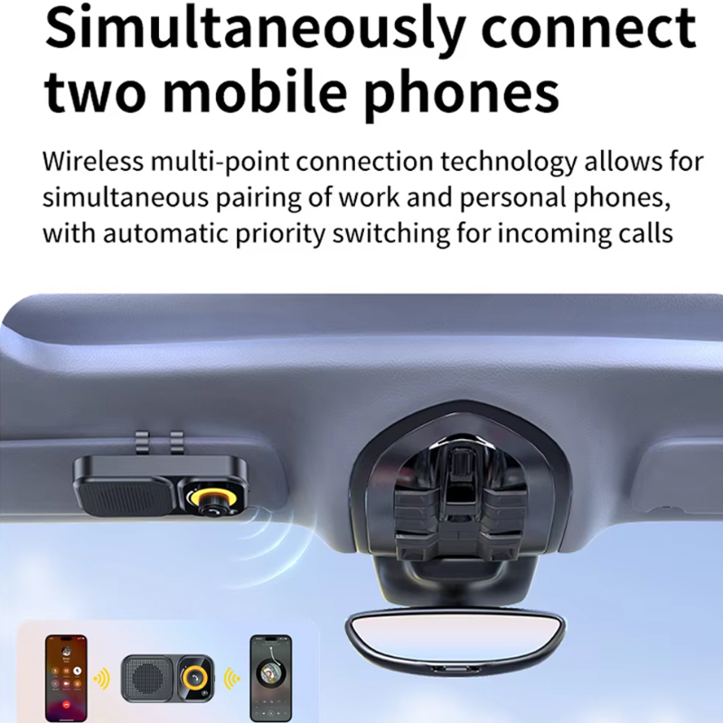 Zestaw głośnomówiący Bluetooth 5.4 robić samochodu z klipsem na osłonę przeciwsłoneczną, bezprzewodowy odbiornik audio, głośny odtwarzacz muzyki z podświetleniem ambientowym.