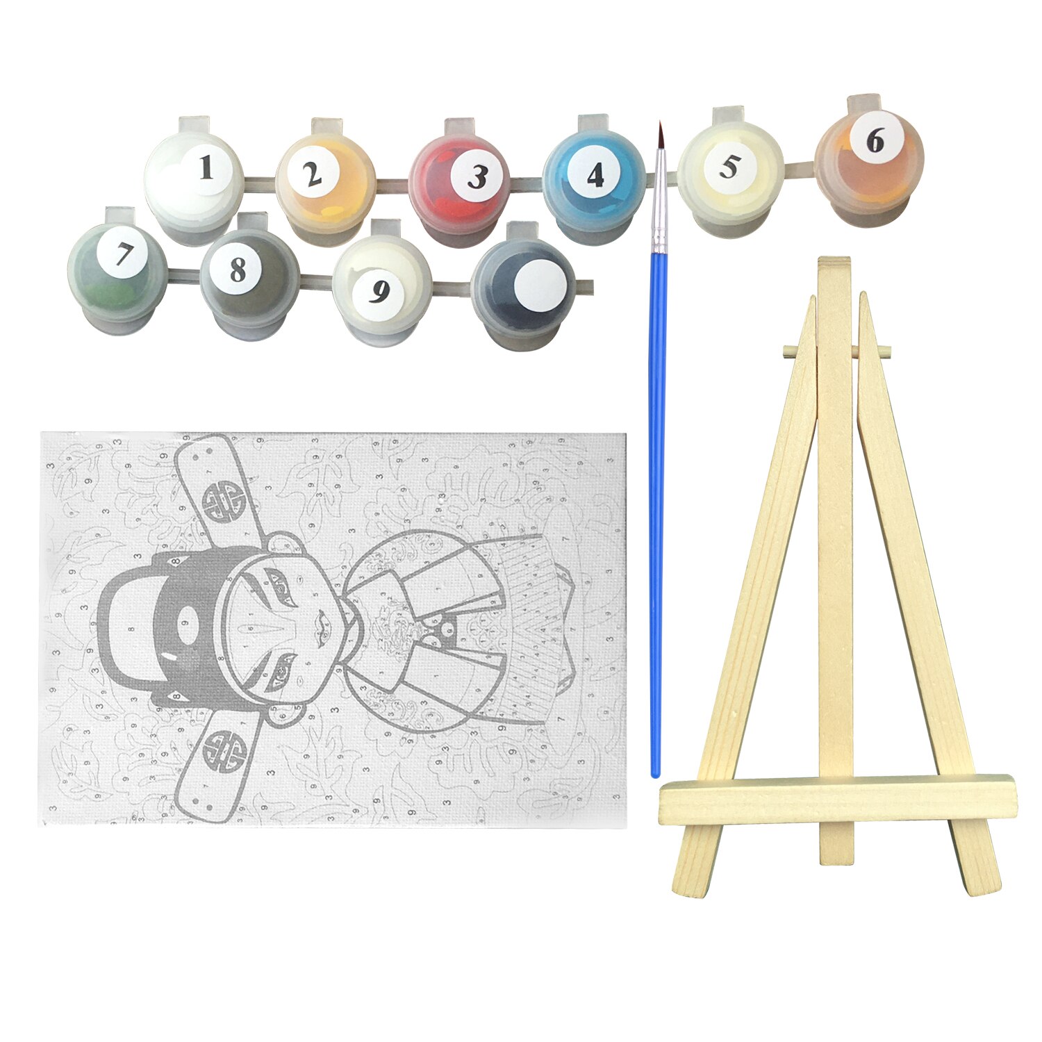 Diy Foto Schilderij Nummers Olieverfschilderij Kit 5.9*3.9 Inch Met Heldere Acryl Pigment Borstel Houten Schildersezel Stand voor Kids: Style 6