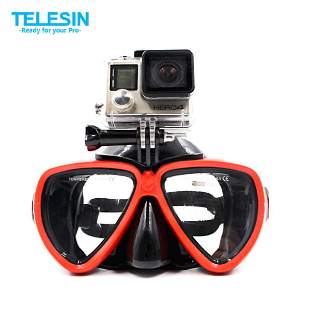 TELESIN Diving Mask Glasses with Detachable Mount Scuba Snorkel Swimming Glasses for GoPro Xiaomi Yi for DJI Osmo Action SJCAM: Red