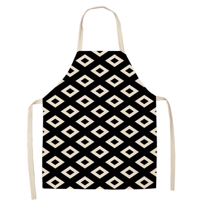 1 stuk zwart-wit geometrisch keukenschort voor vrouwen en mannen thuis koken bakken winkel schoonmaken katoenen linnen slabbetjes 53*65cm g1006: H