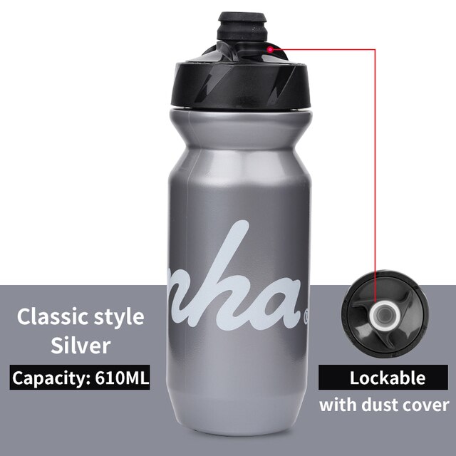 Rapha 610-710ML Ultralight Bicycle Water Bottle Leak-proof Squeezable Cycling Bottle Taste-free BPA-free Outdoor sports kettle: 610ml Silver