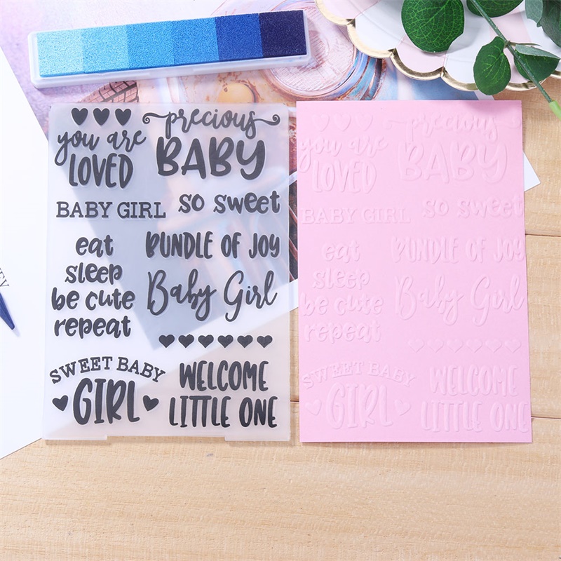 Plantillas de plástico con frases de palabras para niña, carpetas para manualidades en relieve para álbum de recortes DIY y tarjetas de papel, suministros de decoración