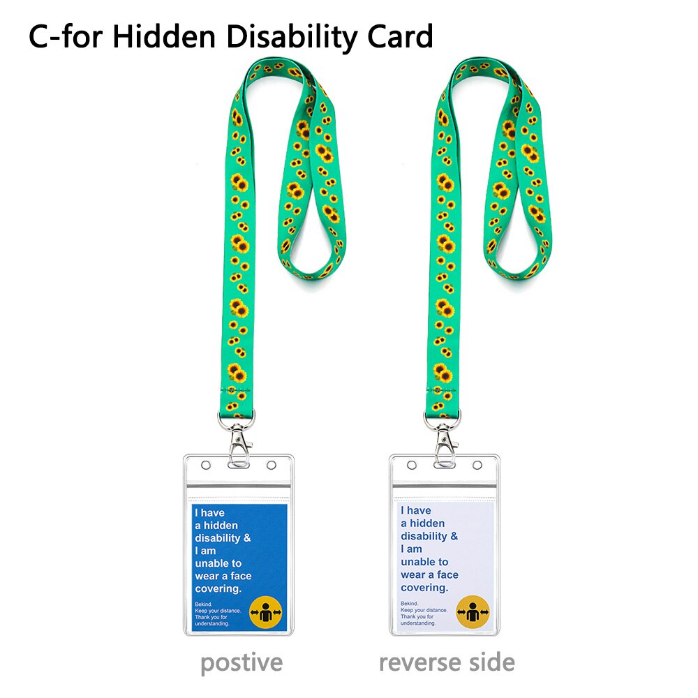 1 Set Lanyard + Mask Exemption Card Waterproof Durable Safe PVC Material ID Card or Keys Hodler Hidden Disability Lanyard: C-3