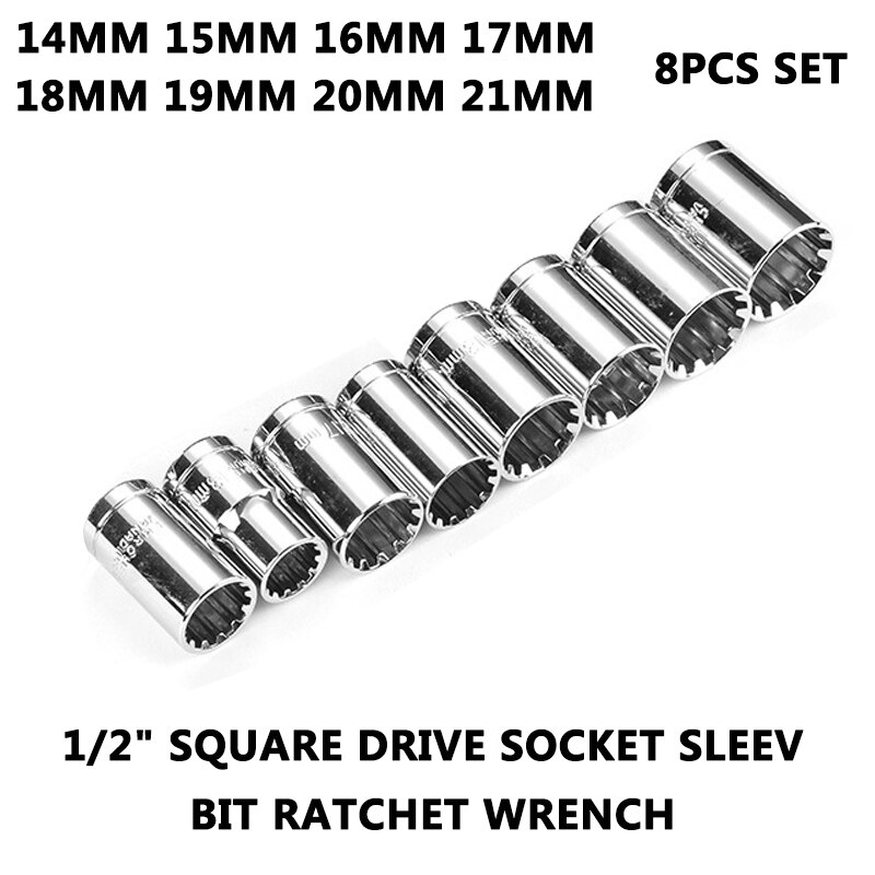 1/2 "Platz Stock Buchse Kopf bisschen Ratsche Steckdosen Auto Reparatur Hand Werkzeug Bausatz 12,5 MM Typ Blüte Hülse 8-32mm 20Stck einstellen: 14MM-21MM einstellen