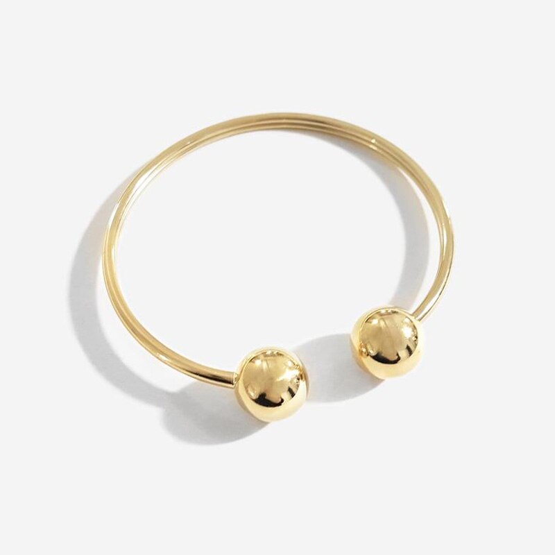 Charm Ball Cuff Bangle Women Bracelet Stainless Steel Gold Color Stackable Daily Jewelry: ball cuff bracelet