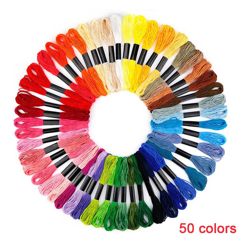 150/100/50/36 Anchor Similar DMC Cross Stitch Cotton Embroidery Thread Floss Sewing Skeins Craft Hogard: 50 colors