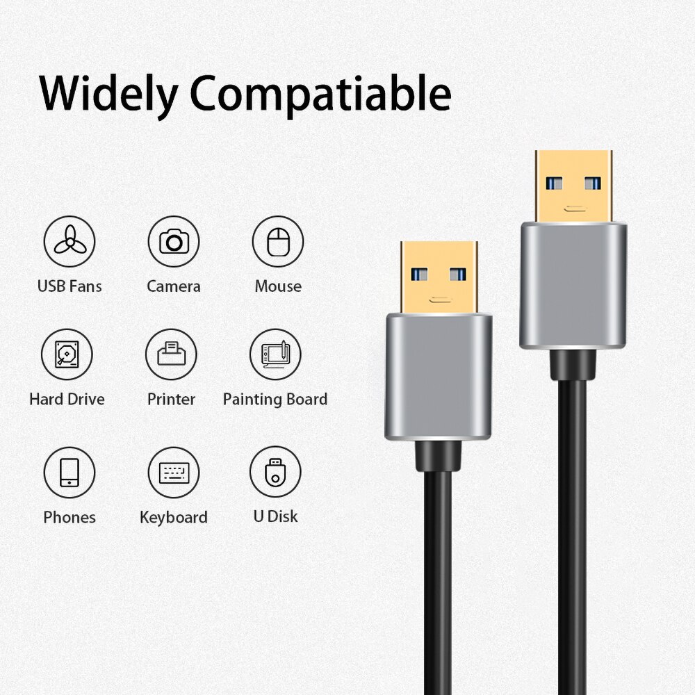 Kebidu 1M USB A Cable USB tipo A macho USB 3,0 Cable de extensión para disco duro Webcam USB 3,0 Cables de extensión de Cable