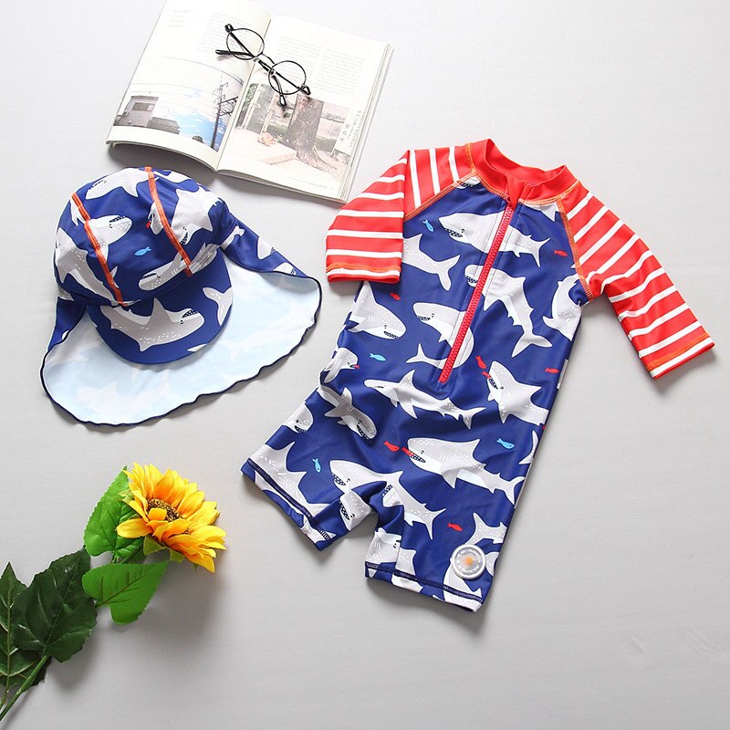 summer baby boy swimwear one piece swimsuit UPF50+ sun protected long sleeve infant baby toddler boys swimming bathing suit: 2015 / 18M