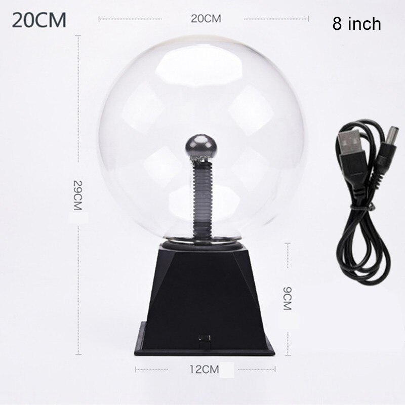 Crystal Ball Magic Plasma Ball Light Electric Lamp Night Light 4 5 6 8 Inch Table Lights Sphere Christmas Kids Glass Lamp: Light Grey
