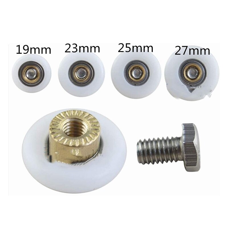4 Uds. Ruedas para la puerta de la ducha, repuesto de 7/8 pulgadas, poleas para puerta corredera de vidrio, 23mm