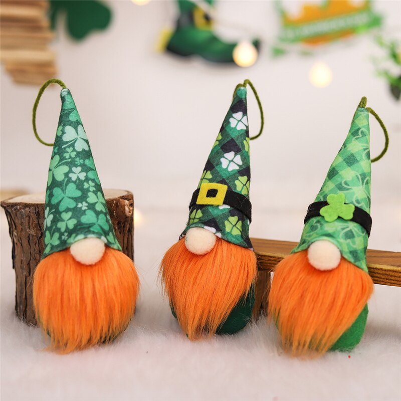 3 stk st patricks dag nisse ornamenter irske nisser saint patrick grøn kløver ansigtsløs dukke vedhæng st patricks dag dekorationer