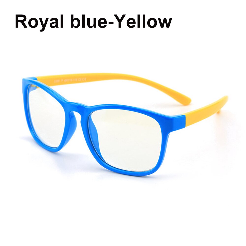 Kids Anti Blue Light Glasses Anti Radiation Anti Eyestrain Children Goggles Boy Girl Silicone Frame Computer Video Game Eyewear: Royal blue-Yellow