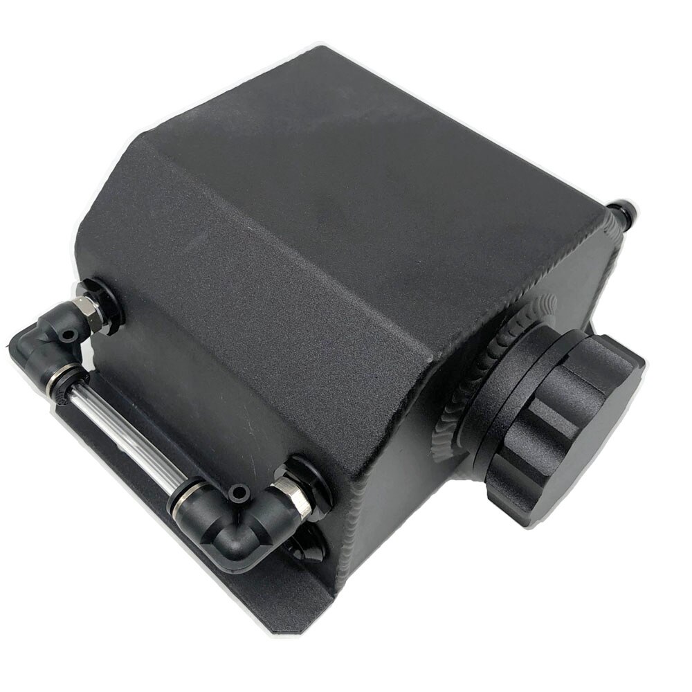 1000ml Black Powder Coated / Chrome Polished Radiator Coolant Overflow Recovery Water Bottle Tank