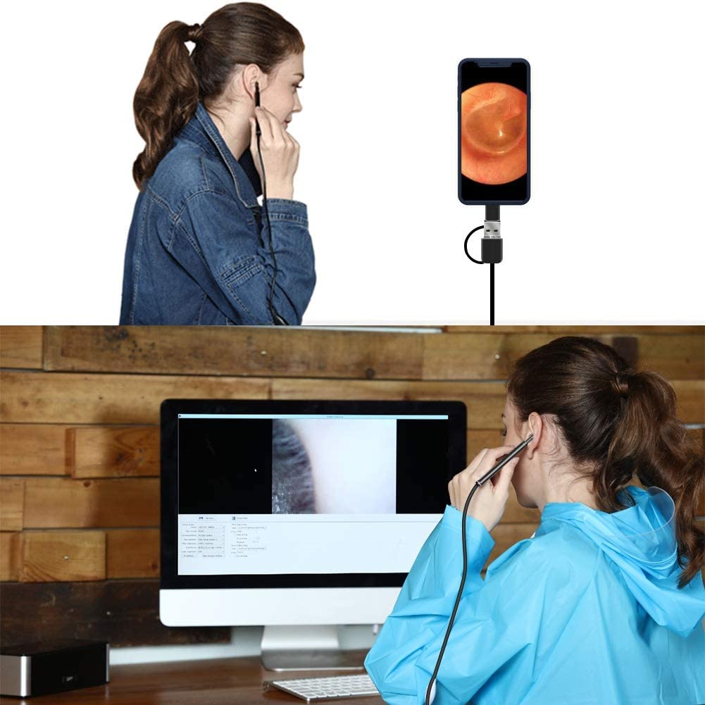 3 in 1 endoskop mini kamera espia 5.5mm linse til android otg/type-c/usb vandtæt led 1.5m øre otoskop inspektion mikro cam