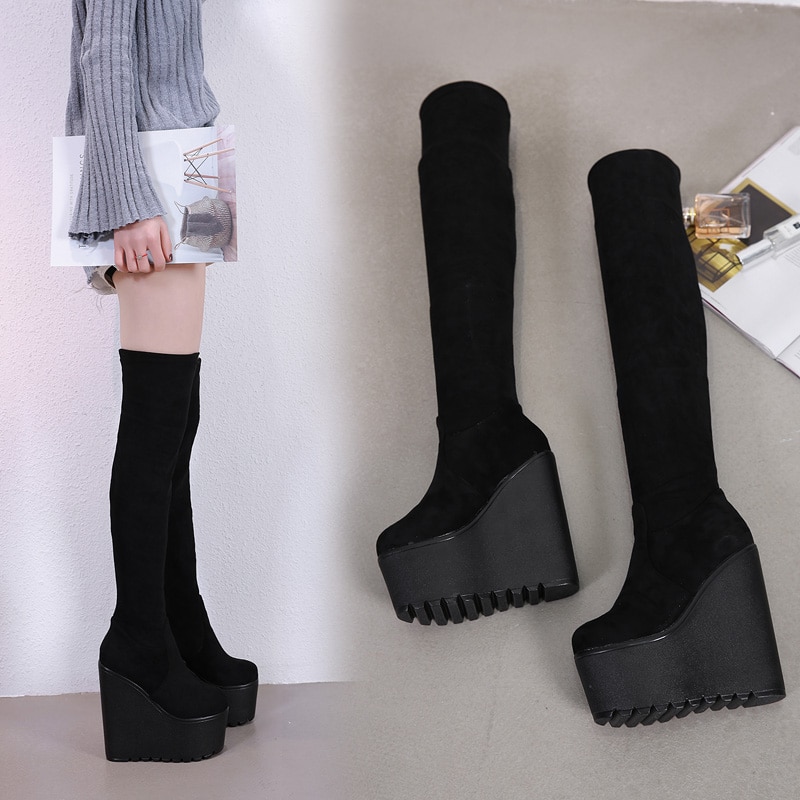 Increase within Women's boots ultra high 16 cm thick bottom Over the knee boots Europe America style long tube boot