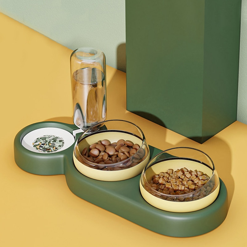 Ciotola automatica per animali domestici per gatti canna mangiatoia per alimenti per gatti ciotola e bevitore con fontana contenitore per alimenti supporto per ciotola per cani accessori per gatti
